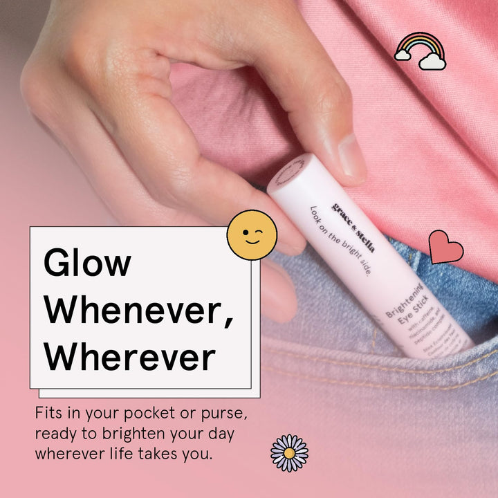 under Eye Brightener Balm Stick - Travel Essentials - Caffeine Eye Cream for Dark Circles, Puffiness, Wrinkles - Vegan Moisturizer Stick with Niacinamide, Hyaluronic Acid (0.13Oz/3.5G)