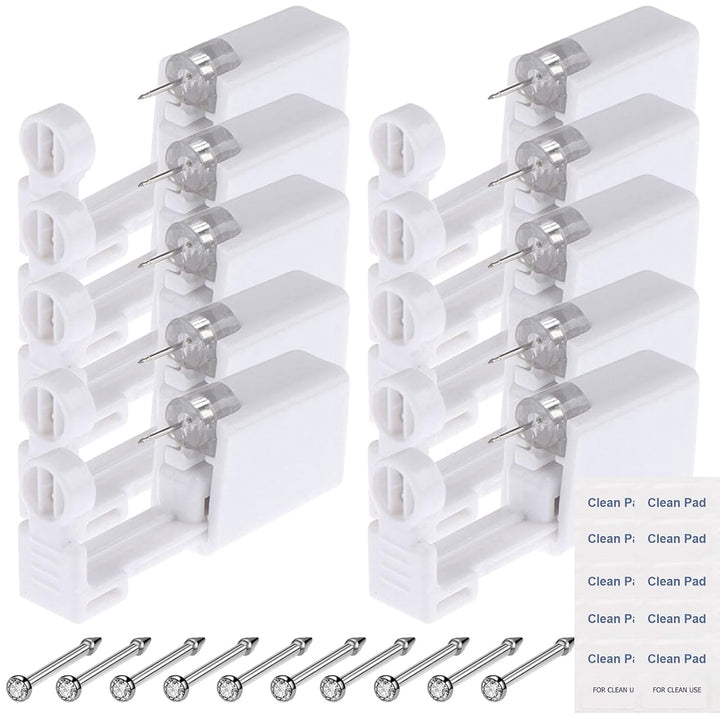 Nose Piercing Gun Kit -  18Pcs Self Nose Piercing Kit Including 6Pcs Disposable Nose Piercing Gun with 6Pcs Built-In Nose Studs and 6Pcs Clean Tools for Ear Cartilage Tragus Helix Piercing Kit