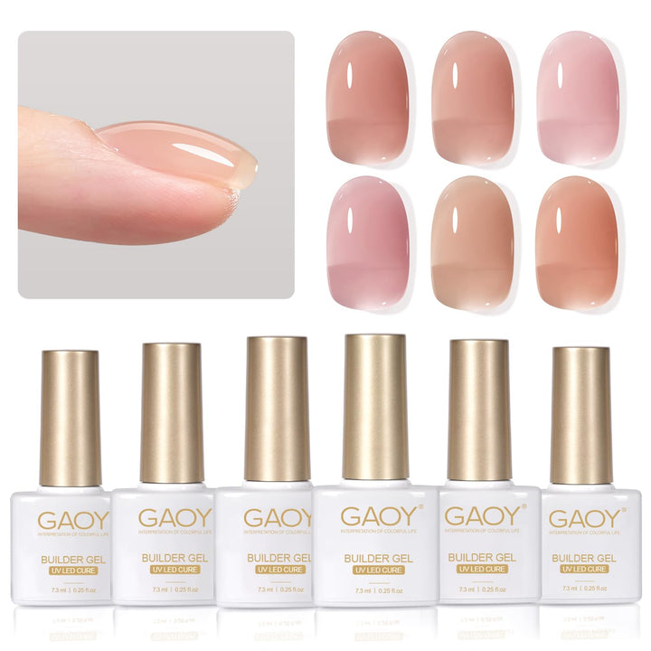 Clear Builder Gel for Nails, 16Ml Nail Strengthener in a Bottle, Nail Extension Hard Gel, Soak off Long Lasting UV Light Cure, Base Coat Top Coat Needed