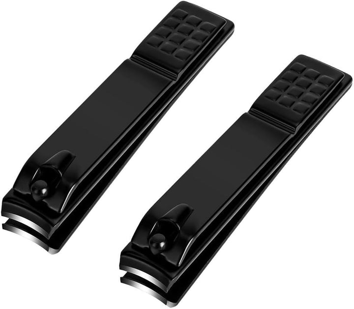 Nail Clippers Set, Sharp Stainless Steel Fingernail Clipper & Toenail Clippers, Black Nail Cutter, Large and Small 2 Piece Set.
