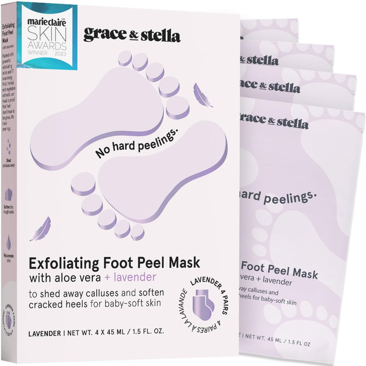 Award-Winning Foot Peeling Mask - Foot Peel Masks with Aloe Vera- Moisturizing Foot Masks That Remove Dead Skin, Exfoliating Foot Mask for Dry Cracked Feet (4 Pairs, Unscented)