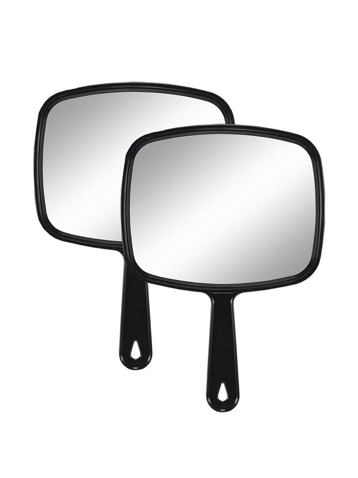 Hand Mirror Salon Barber Hairdressing Handheld Mirror with Handle (Square Pink 7.4 X 10.3 Inches)
