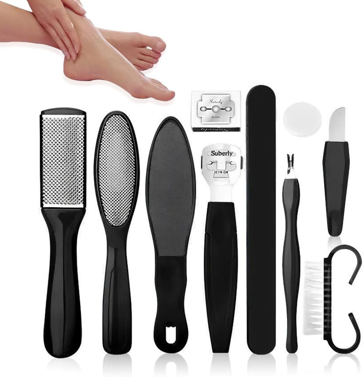 Professional Pedicure Foot Spa Set,10 in 1 Pedicure Set for Feet, Stainless Steel Foot Care Kit, Rasp Dead Skin Remover