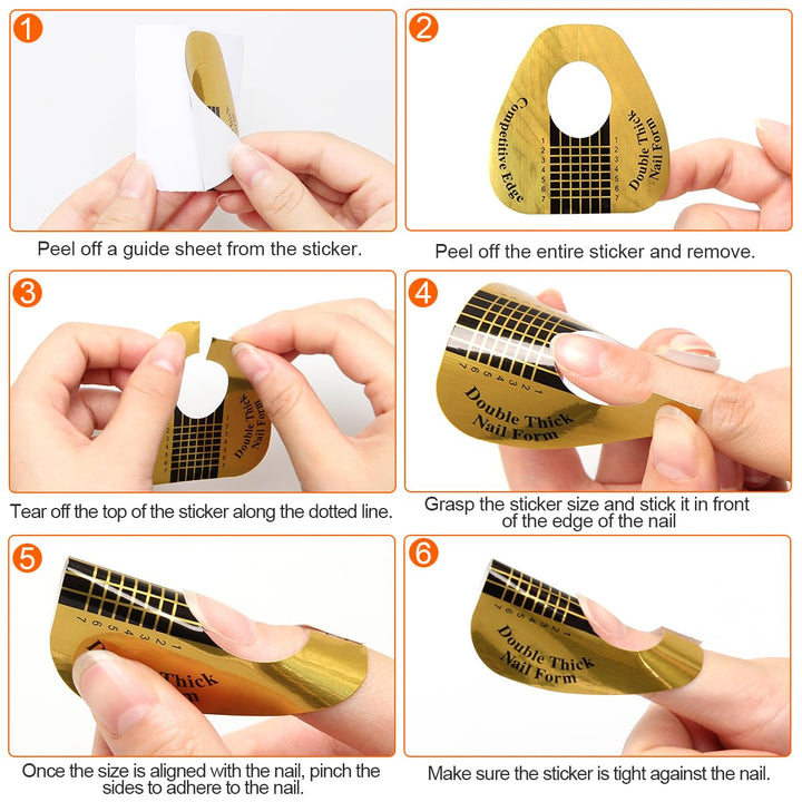 200 PCS Nail Forms for Builder Gel,  Self-Adhesive Nail Extension Forms for DIY at Home Professional Nails Art Supplies