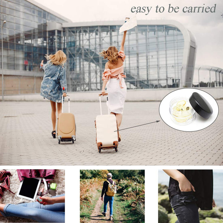 Polypropylene 5 Gram Cosmetic Containers 50Pcs Sample Jars Tiny Makeup Sample Containers with Lids (Black)