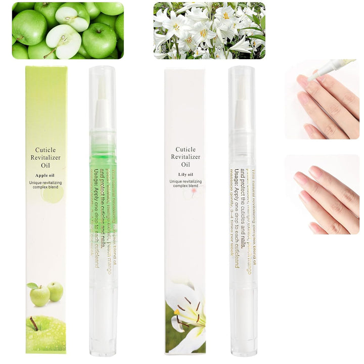 2PCS Cuticle Oil Pens for Nail Care,Cuticle Revitalizer Oil Pen with Soft Brush,Cuticle Oil to Prevent Nail Cracking and Dry (Peach & Strawberry Flavor)