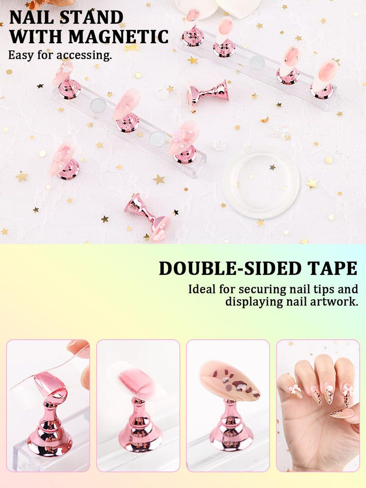 Nail Art Tools Set, Nail Stand for Press on Holder for Painting Nails, Nail Art Brushes, Liner Brushes, Nail Dotting Tool, Must Haves Design Tools for Nail Tech & Beginners Nail Art Supplies Kit