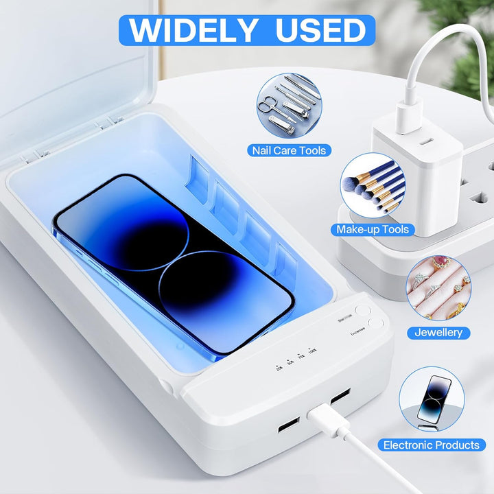 Nail Tool Sterilizer with Blue Light, Portable USB Sterilizating Box for Manicure Salon,Tweezers,Tattoo,Scissors,Jewelry,Phone, Watch,Keys