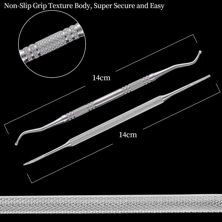 2PCS Ingrown Toenail File and Lifter with Storage Case,100% Stainless Steel Ingrown Toenail Tool,Double Sided Professional Grade Nail Cleaner Tool