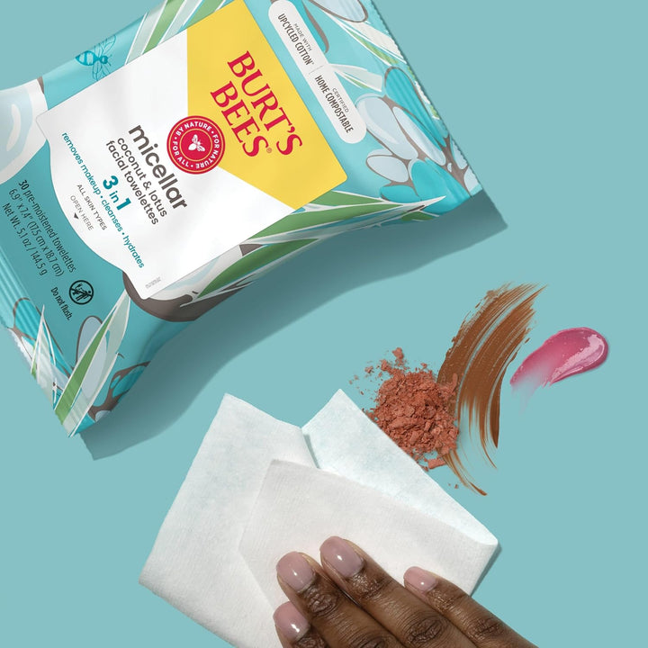 Stocking Stuffers, Coconut & Lotus Face Wipes, for All Skin Types, Micellar Makeup Remover & Facial Cleansing Towelettes, Skin Care Christmas Gifts, 30 Ct. (3-Pack)