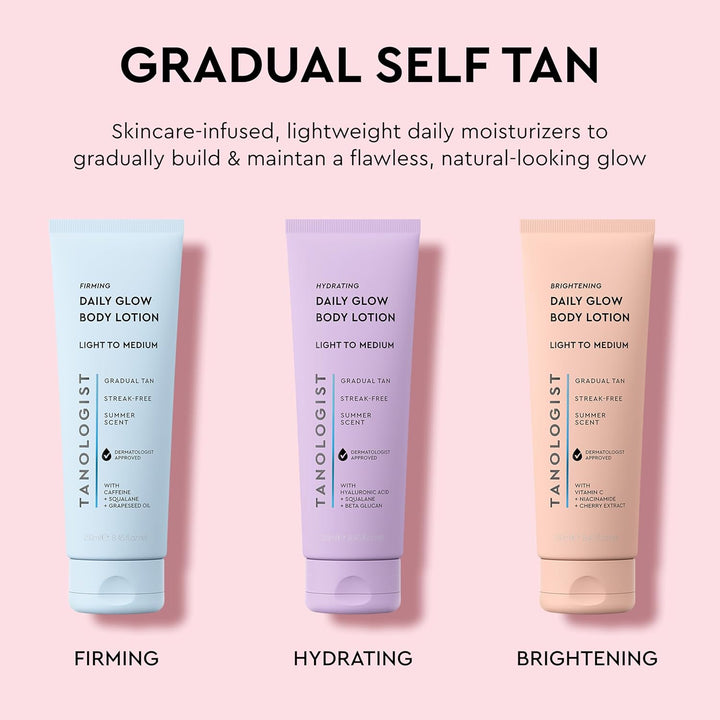 Hydrating Daily Glow Body Lotion- Medium/Dark, Buildable & Transfer-Proof Gradual Self Tanner, Summer Fragrance, Natural Not Orange, Lasts 7 Days, Vegan Clean Formula, 8.45 Fl Oz