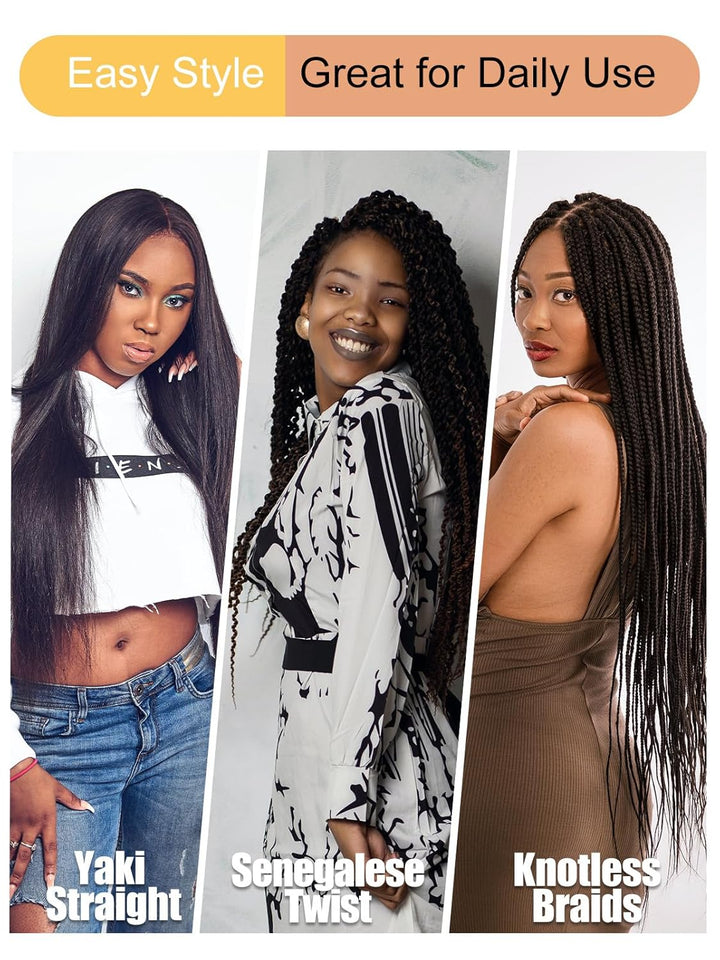 Purple Braiding Hair 20 Inch Pre Stretched Hair Long Straight Crochet Braids Yaki Texture Synthetic Fiber 4 Packs (Dark Purple)