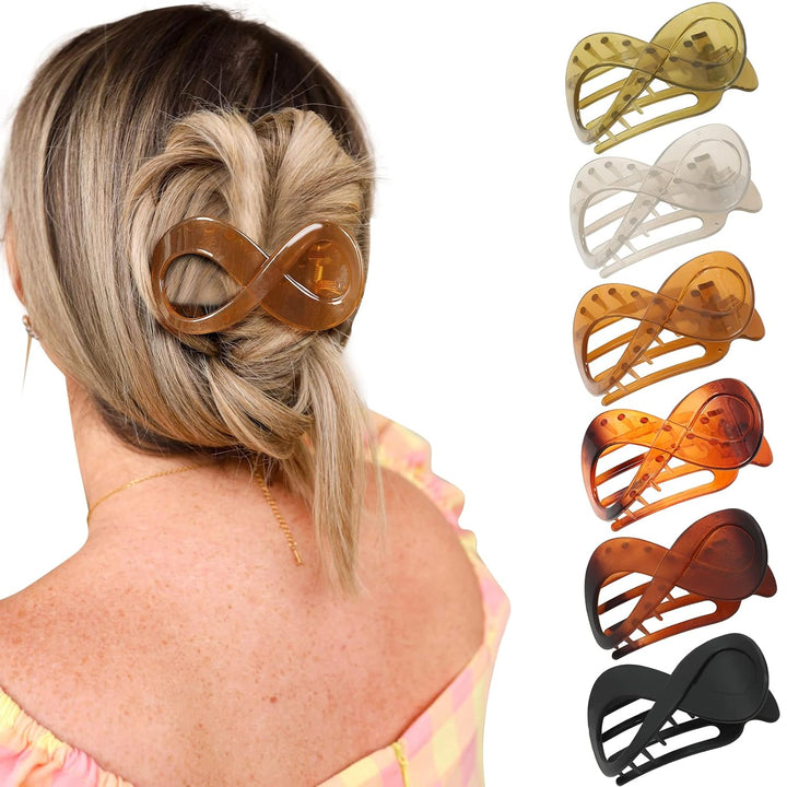 French Concord Hair Clips - 6Pcs Side Slide Volume Clips for Women Girls, Strong Hold No Slip Grip, Thick or Thin Hair (Matte Finish, L:4.6 IN, W:1.97IN)