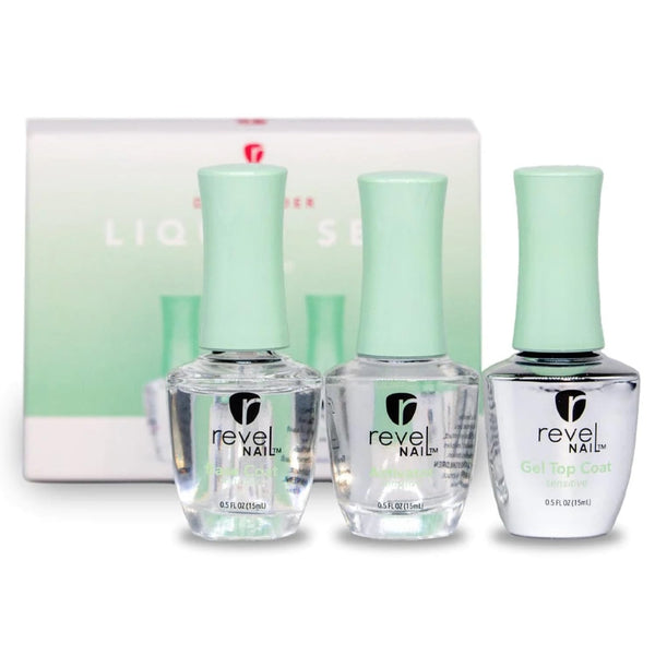 Sensitive Dip Powder Liquid Set - Base Coat, Activator, Gel Top Coat, Hema Free, Suitable for Sensitive Nails