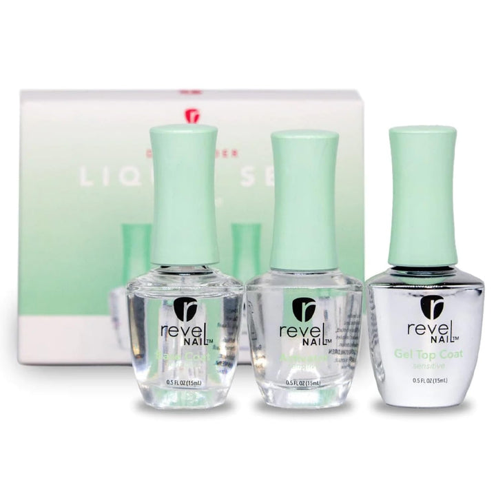 Sensitive Dip Powder Liquid Set - Base Coat, Activator, Gel Top Coat, Hema Free, Suitable for Sensitive Nails