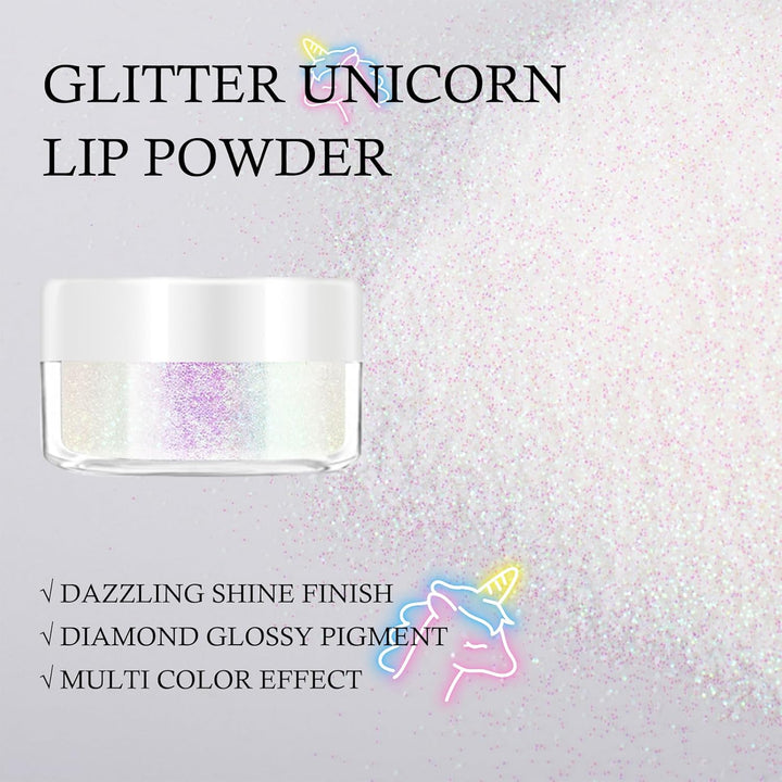 3 Colors Glitter Lip Kit, Diamond Metllic High Pigmented Powder for Lips Cosmetics, Glitter Lips Makeup,With Lip Primer and Brush, Long Wear-Set D