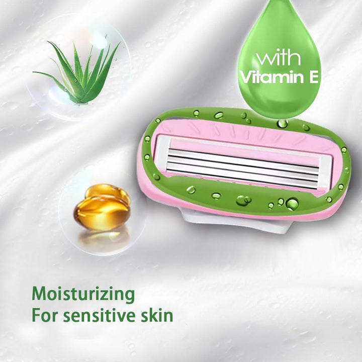 New Women'S Anti-Scratch Razor, Safety Razor, Designed for a Close, Smooth Shave and Shave Standard 1 Blade (Green + 3 Tips)