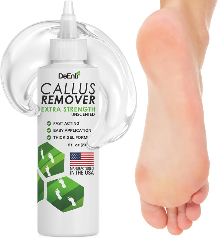 Deenti Callus Remover for Feet, Extra Strength Foot Callus Remover Gel, 8Oz Salon Grade Home Pedicure Supplies for Dry Skin, Cracked Heel, Professional Strength Foot Care, Cool Mint