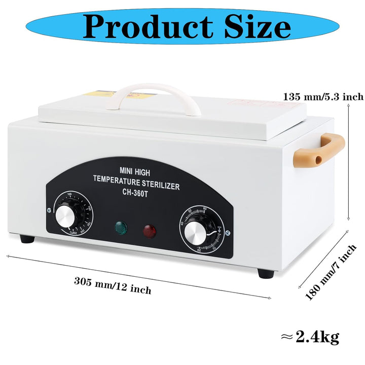 High Temperature Sterilizer Autoclave Machine, Mini High Temperature Autoclave Machine with Timer 110V 300W, 1.5L Capacity, for Dental Tools, Nail Salon & Barber Equipment with Handle