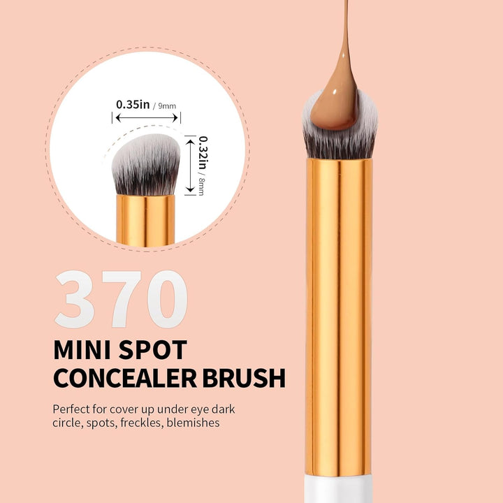 Concealer Brush, 2PCS Angled Concealer Brushes under Eye Mini Angled Flat Top Kabuki Nose Contour Brush for Concealing Blending Setting