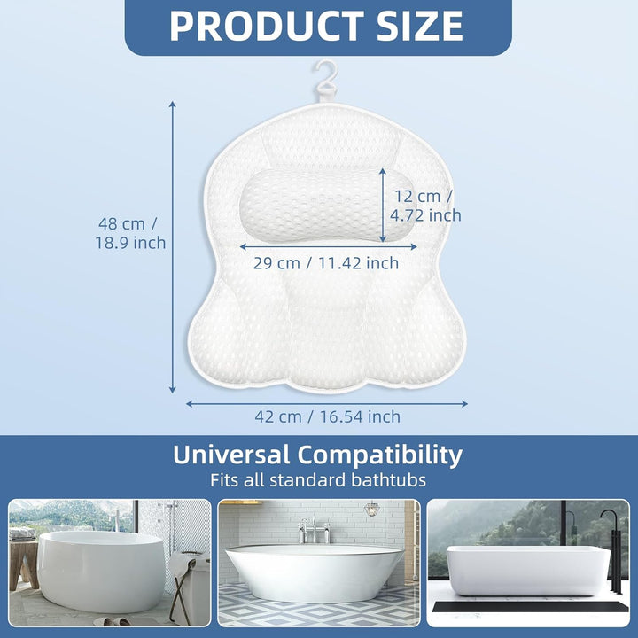 Bath Pillows for Tub,Luxury Bathtub Pillows for Head and Neck Support Bathtub Pillow with 6 Strong Suction Cups Relaxing Bath Accessories Spa Gifts
