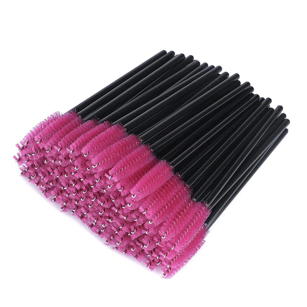 100PCS Disposable Eyelash Brushes, Rose Mascara Wands Applicator Makeup Kits, Eyelash Spoolies Brushes for Eyelash Extensions and Eyebrows