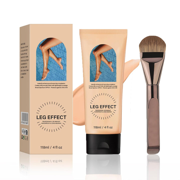 Leg Makeup Waterproof with Brush, No Transfer Body Makeup for Legs Full Coverage Waterproof Concealer, Scar & Tattoo Cover up for All Skin Tones, Long Lasting Makeup (#02)
