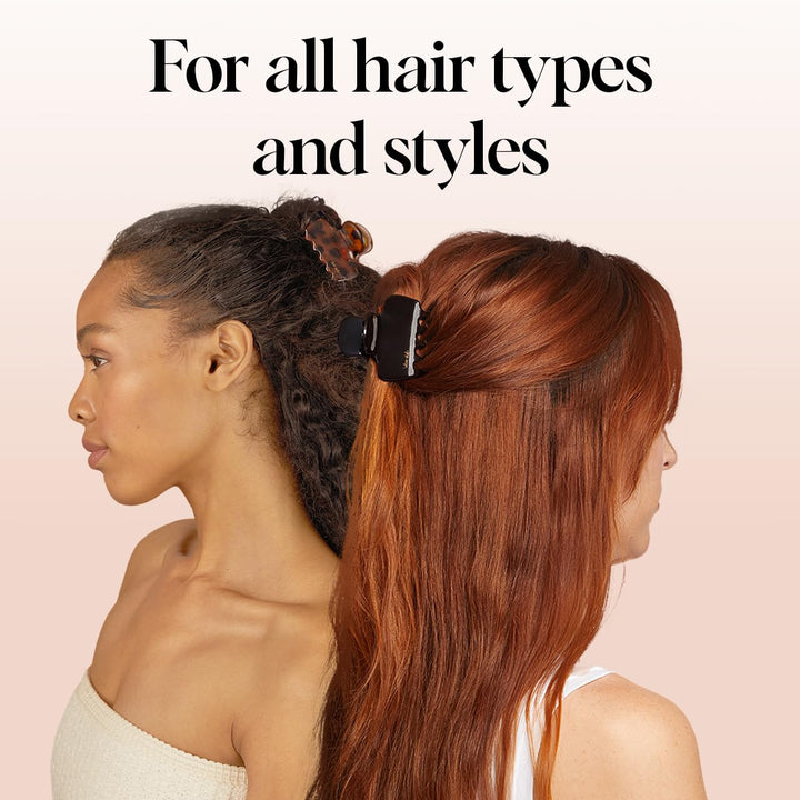 Medium Claw Clips for Women - Strong Hold & Stylish Glossy Puffy Design Hair Accessories | Half-Up or Full Updos | Ideal Gifts for Women - 2Pc Set, Black & Tort