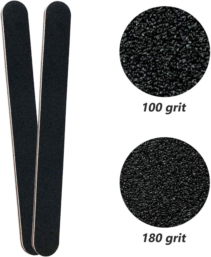20 Pack 100/180 Grit Nail Files, Black Professional Reusable Emery Boards Nail File, Manicure Tool Suitable for Both Acrylic and Natural Nails