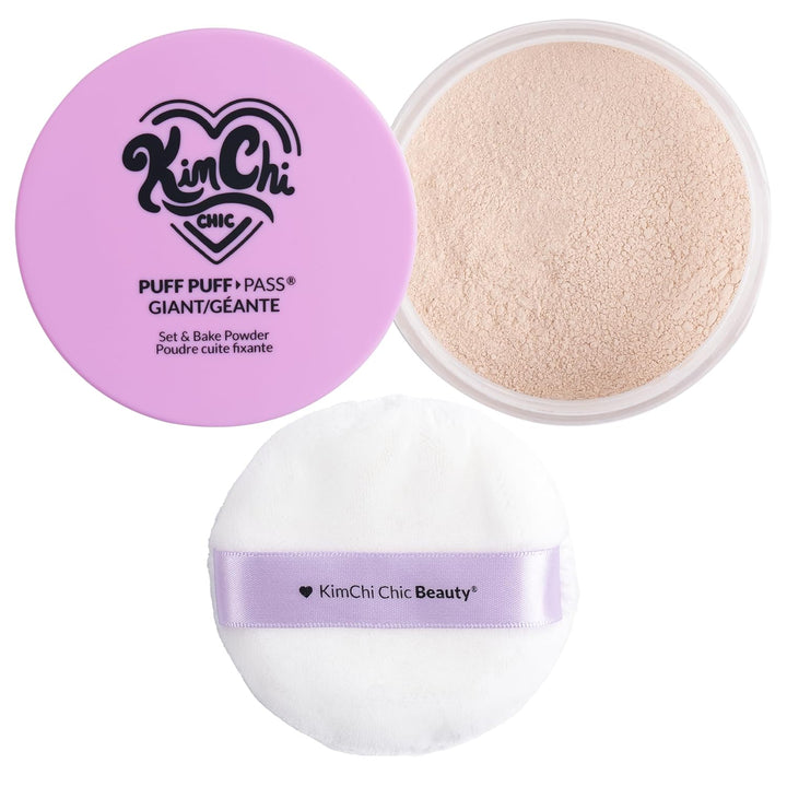Beauty Puff Puff Pass Set and Bake Setting Powder for Makeup, Extra Fluffy Loose Face Powder Poof, Soft Natural Face Makeup for Uneven Skin Tone, 03 Translucent