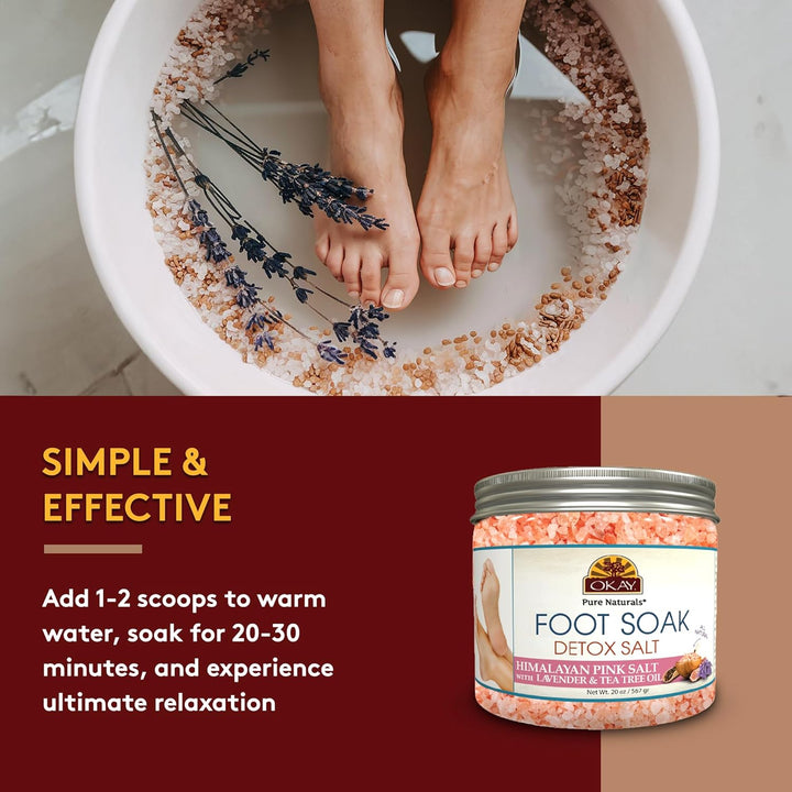 Foot Soak Detox Salt - Foot Soaking Salts for Dry Cracked Feet with Tea Tree Oil and Lavender Oil, Foot Bath, Pedicure Soak, Great for Men and Women, Athletes - 20 Oz (Pack of 1)