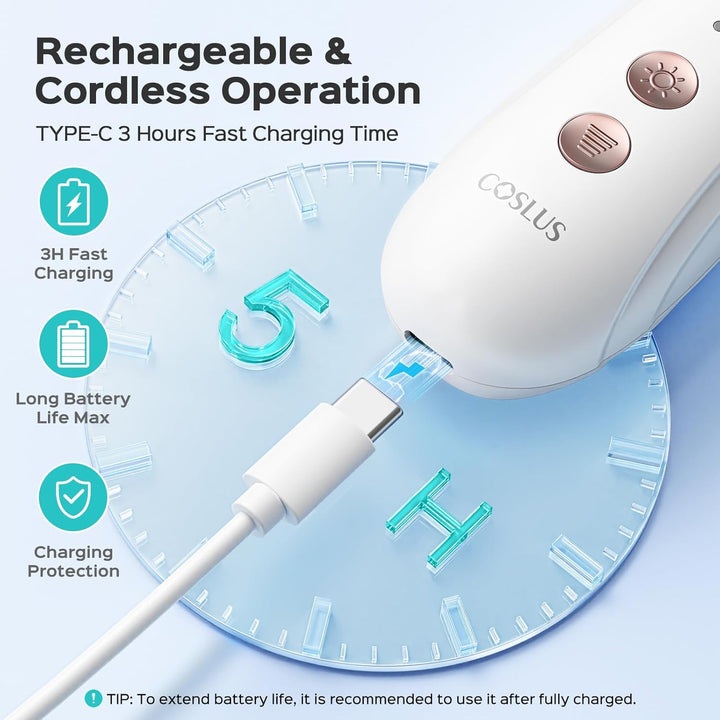 Professional Manicure Pedicure Kit, 5-In-1 Electric Nail File for Toenail Hand Feet Care - Wider Grinder for Thick Nails, Cordless, 5 Speed, for Men Women Seniors Home Salon, White, C43(END10)