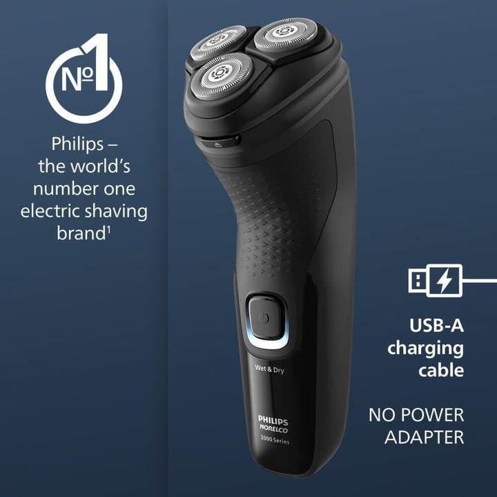 Shaver 2400 Series, Wet and Dry Electric Shaver, Pop-Up Trimmer, P-Cap, Deep Black, Model X3001/90