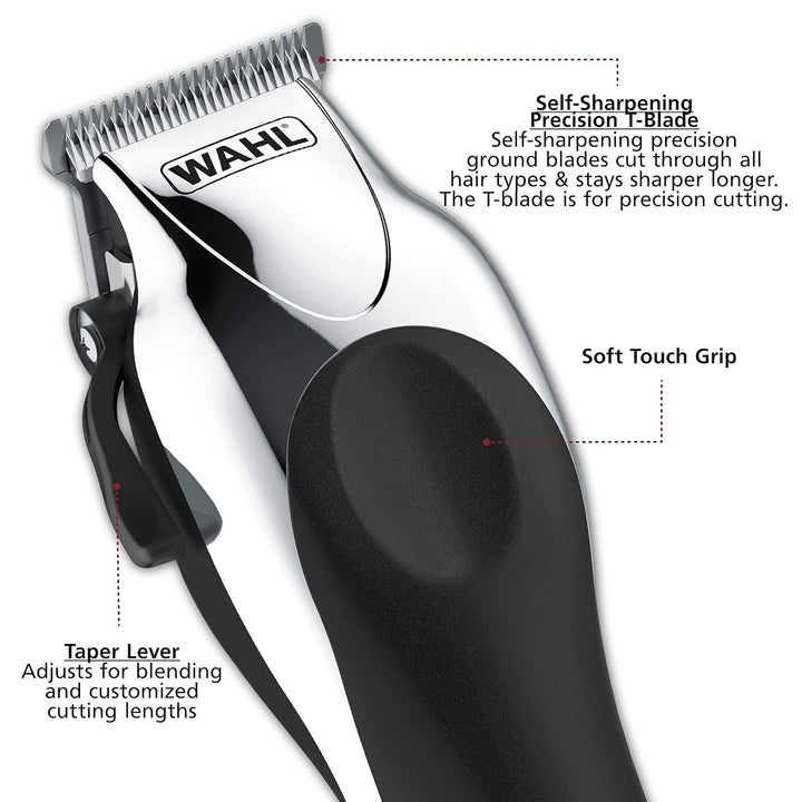 Clipper USA Deluxe Corded Chrome Pro, Complete Hair and Trimming Kit, Includes Corded Clipper, Cordless Battery Trimmer, and Styling Shears, for a Cut Every Time - Model 79524-5201M