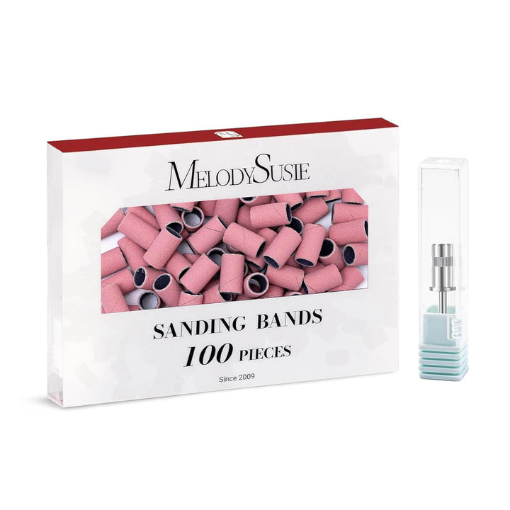 100 Pcs Nail Drill Bits Sanding Bands for Nail Drill 180 Fine Grit Nail File Sanding Bands for Acrylic Nails Gel Manicures and Pedicure