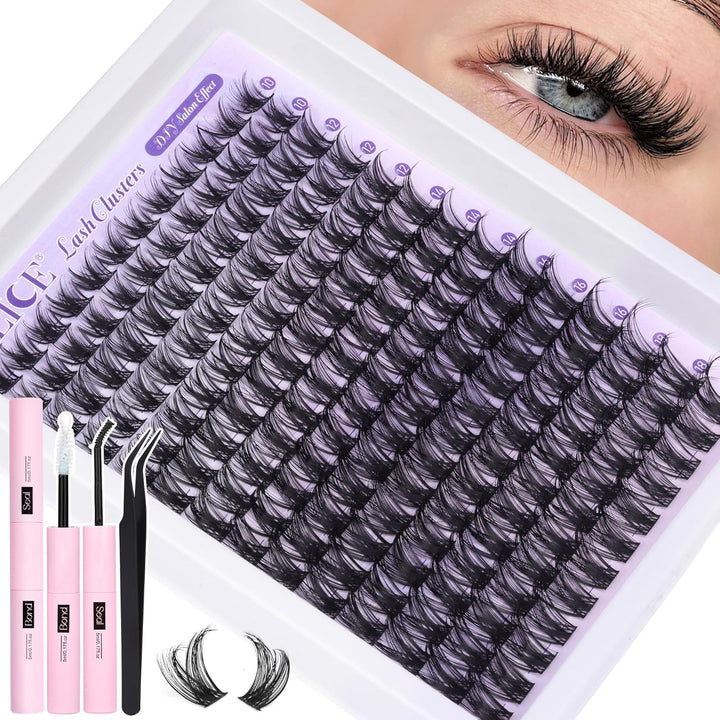 Lash Clusters Wispy Eyelash Clusters 10-18Mm 168Pcs Cluster Eyelash Extensions Natural Volume Lash Extensions DIY Individual Lashes Clusters with Soft Thin Band