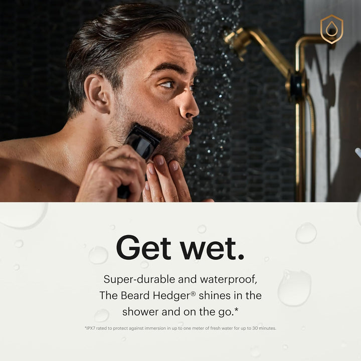® the Beard Hedger® Premium Men'S Beard Trimmer, 20 Length Adjustable Blade Wheel, Stainless Steel T-Blade for Precision Facial Hair Trimming, Cordless Waterproof Wet/Dry Clipper