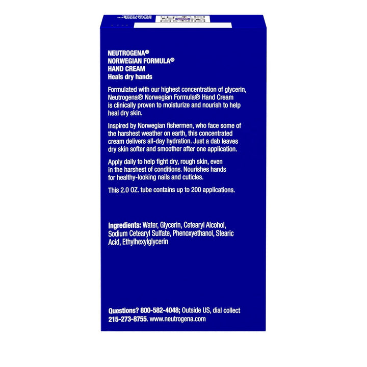 Norwegian Formula Moisturizing Hand Cream Formulated with Glycerin for Dry, Rough Hands, Fragrance-Free Intensive Hand Lotion, 2 Oz