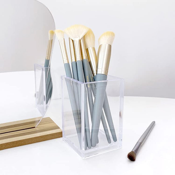 3 Pack Clear Acrylic Cosmetic Pencil Pen Holder Cup, Clear Makeup Brush Holder, Desk Acrylic Brushes Storage
