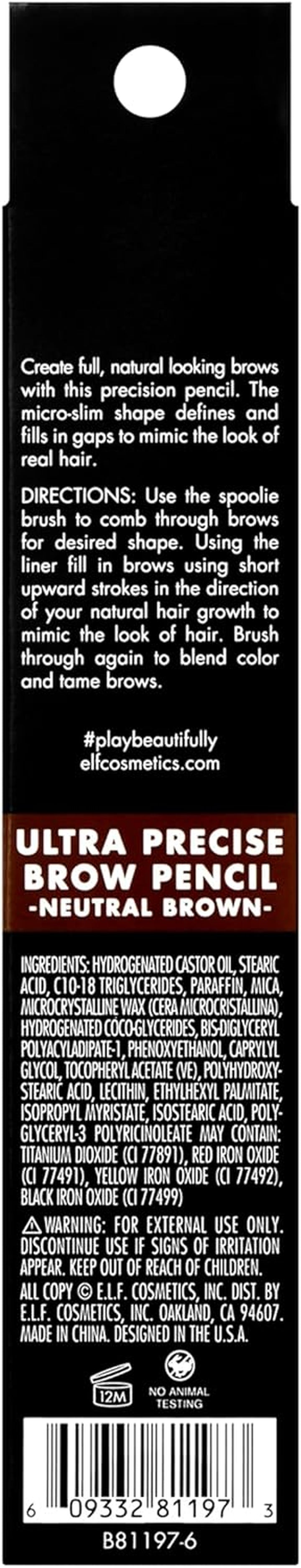 Ultra Precise Brow Pencil, Creamy, Micro-Slim, Precise, Defines, Creates Full, Natural-Looking Brows, Tames and Combs Brow Hair, Neutral Brown, 0.0017 Oz