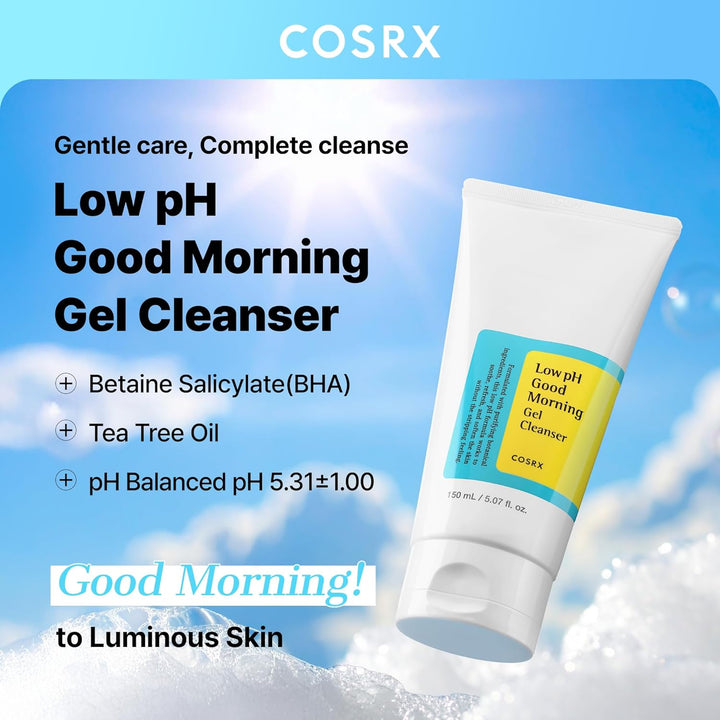 Low Ph Good Morning Gel Face Cleanser, 5.07 Fl Oz, BHA Face Wash, Daily Mild Face Cleanser for Sensitive Skin, PH Balancing, Korean Skin Care, Korean Face Wash