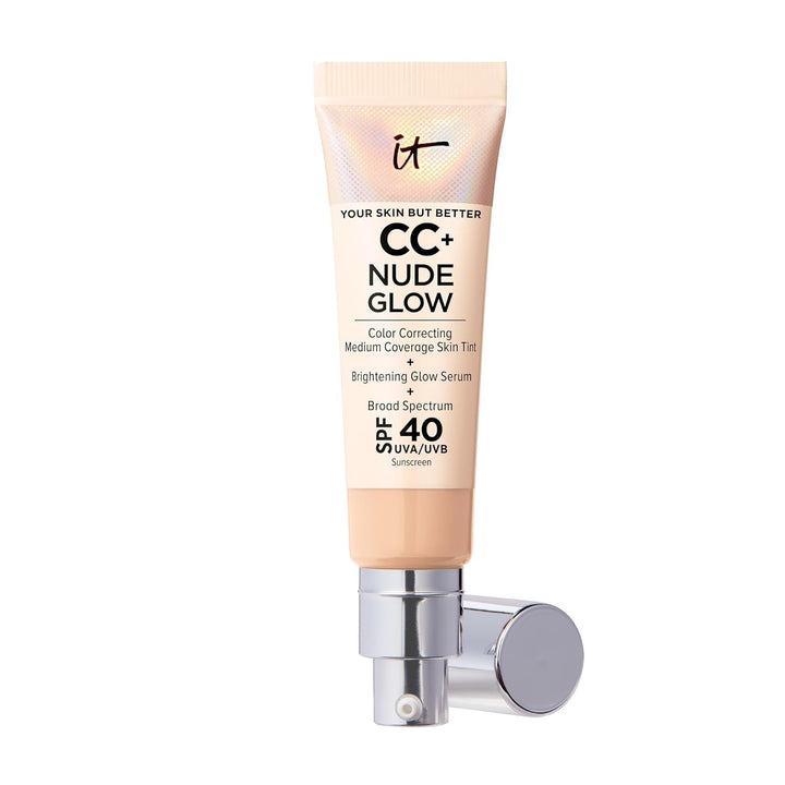 CC+ Nude Glow - Medium Coverage Foundation with SPF 40 & Brightening Glow Serum, Lightweight Skin Tint, 2% Niacinamide + Hyaluronic Acid, up to 24H Hydration, Normal/Dry Skin - 1.08 Fl Oz