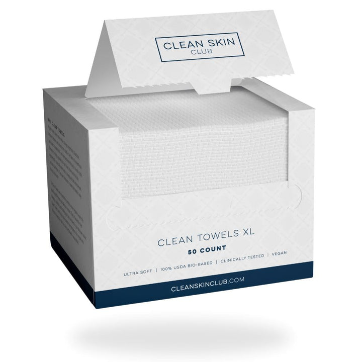 Clean Towels XL®, 100% USDA Biobased Face Towel, Disposable Face Towelette, Eczema Association Accepted, Makeup Remover Dry Wipes, Ultra Soft, 1 Pack, 50 Ct