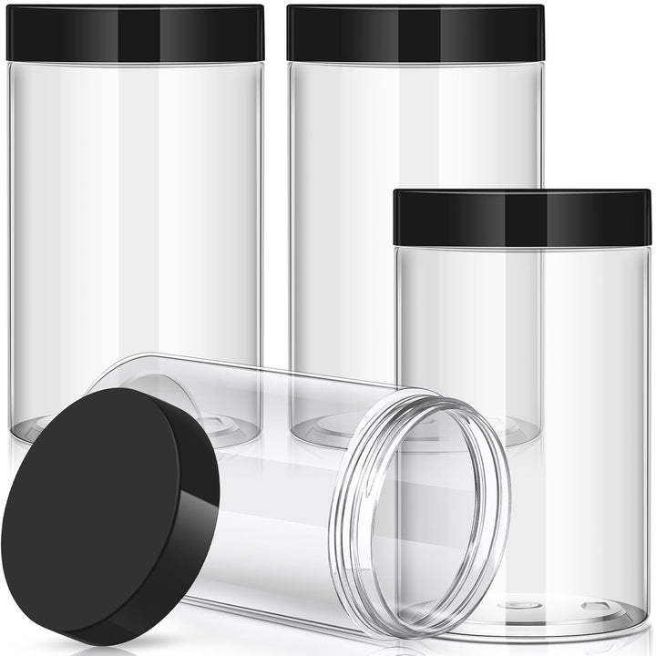 4 Pieces round Wide-Mouth Leak Proof Plastic Container Jars with Lids for Travel Storage Makeup Beauty Products Face Creams Oils Salves Ointments DIY Making(1 Ounce,White)