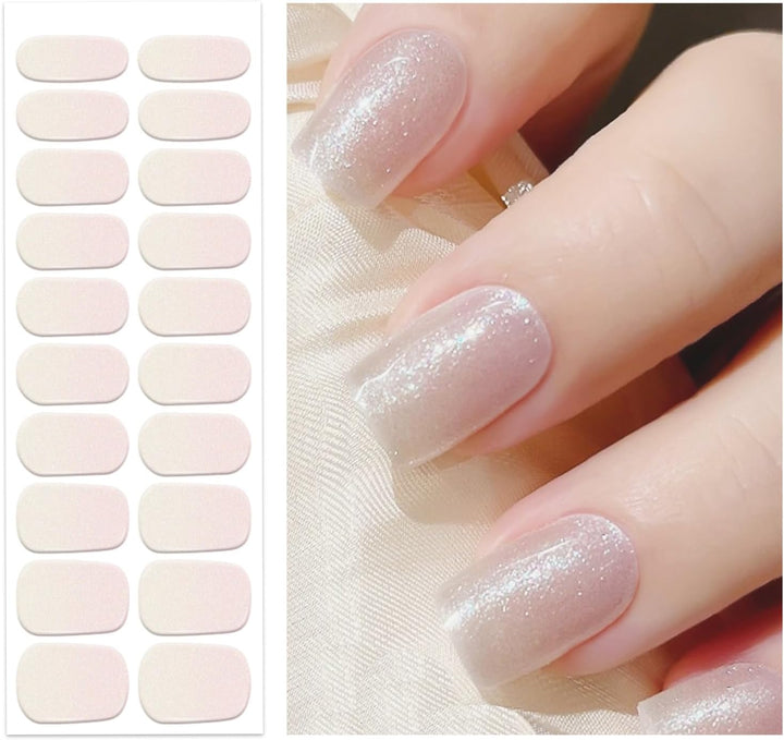 Semi Cured Gel Nail Strips | Gel Nail Stickers with UV Light Required | Salon Quality, Easy Application and Removal（Pink Ombre）