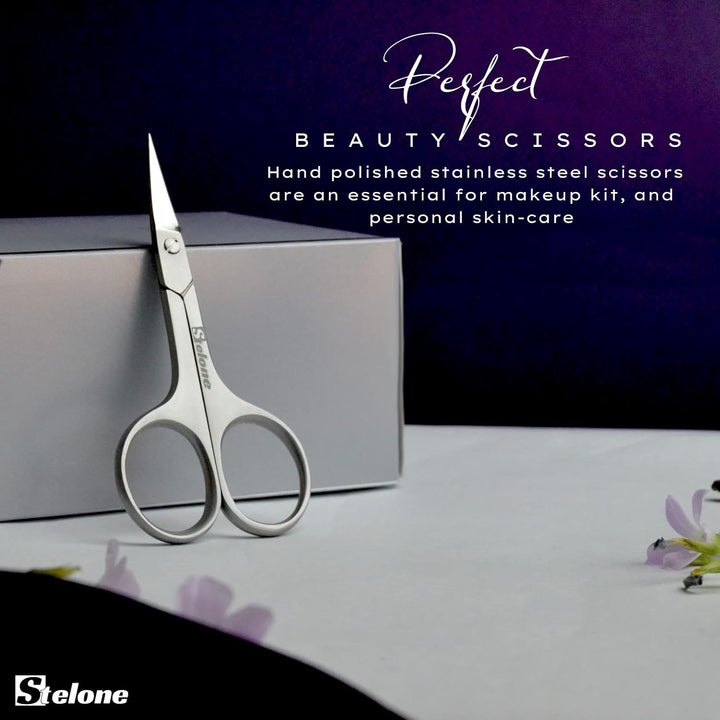 Multi Purpose Eyebrow Scissors Stainless Steel Curved Blade Cuticle Scissors for Manicure and Cosmetic, Brow Scissors for Facial Hair & Eyelash Trimming