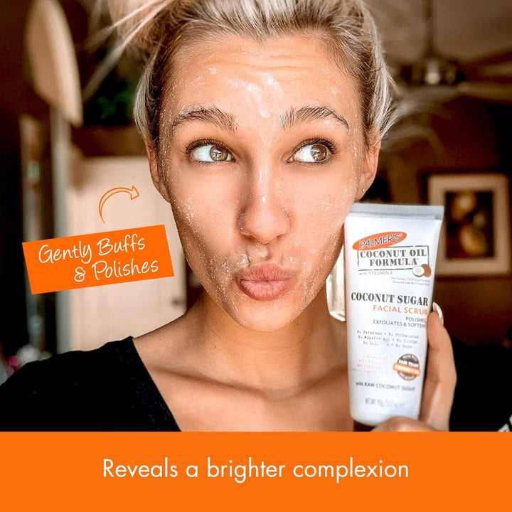 Coconut Oil Formula Coconut Sugar Facial Scrub Exfoliator, Face Scrub to Gently Exfoliate Away Dirt and Dead Skin Cells with Chamomile to Soften & Calm, 3.17 Ounces (Pack of 1)