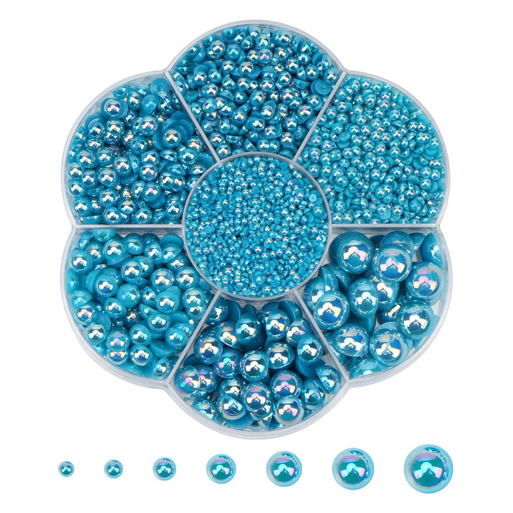 5800 Pcs Half Pearls for Crafts, Flatback Pearls for Artwork Making, DIY Rhinestones Accessory Nail Art, Face Gems Jewels Flat Back Craft Pearls - White