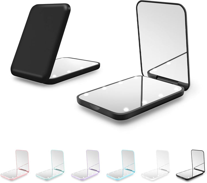 Compact Mirror, 1X/3X Magnification LED Pocket Mirror with Nternal Biattery, Mini Mirror for Purse, Pocket,Travel and Present (Pink)