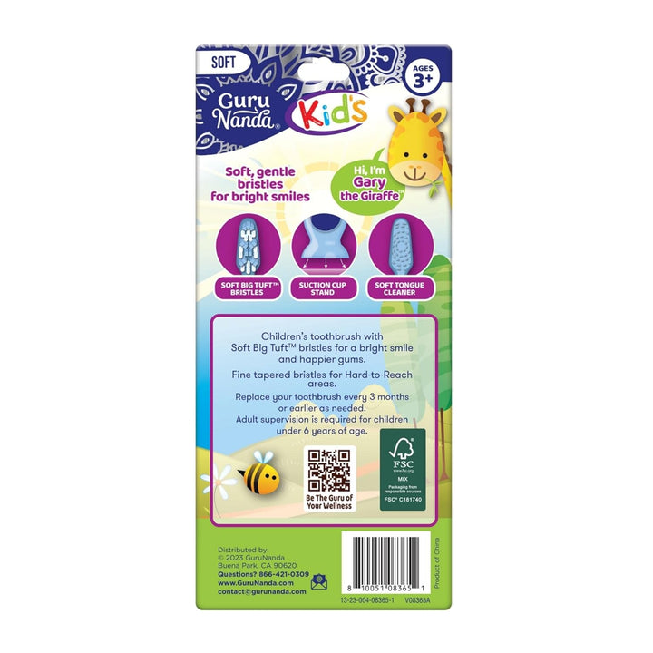 Kids Toothbrush with Suction Cup & Fun Animal Designs - Soft Bristles for Healthy Gums- Non-Slippery & Mess-Free Toothbrush, 3+ Age- 4 Count